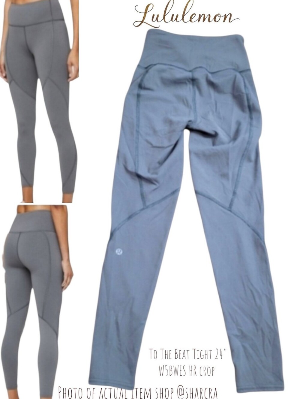 Lululemon Women's To The Beat Tight 24" W5BWES HR crop Legging Titanium grey 2